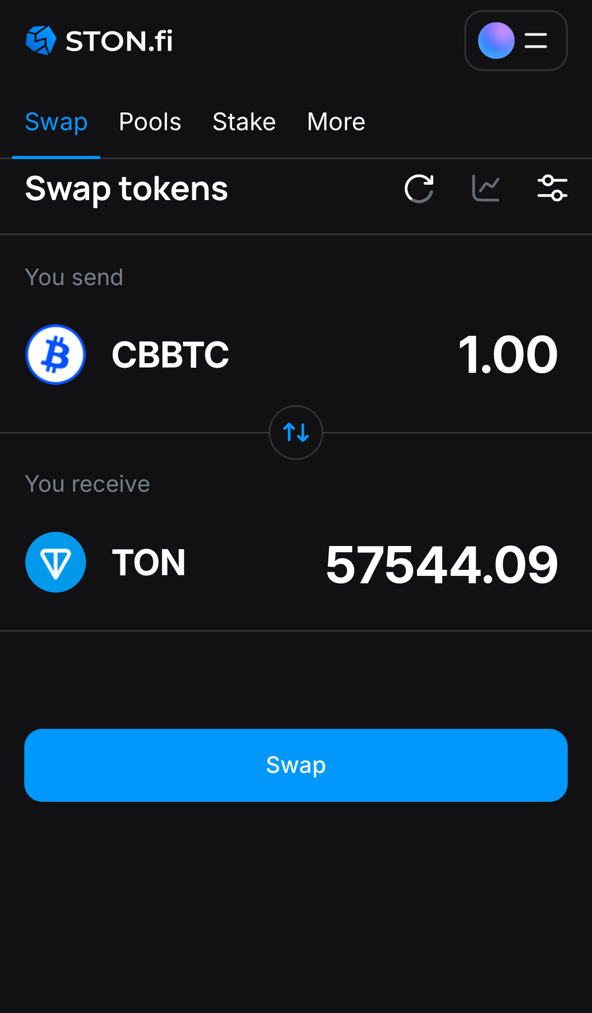 Введите количество токенов, которые вы хотите продать или купить. Алгоритм сделает все необходимые расчеты.