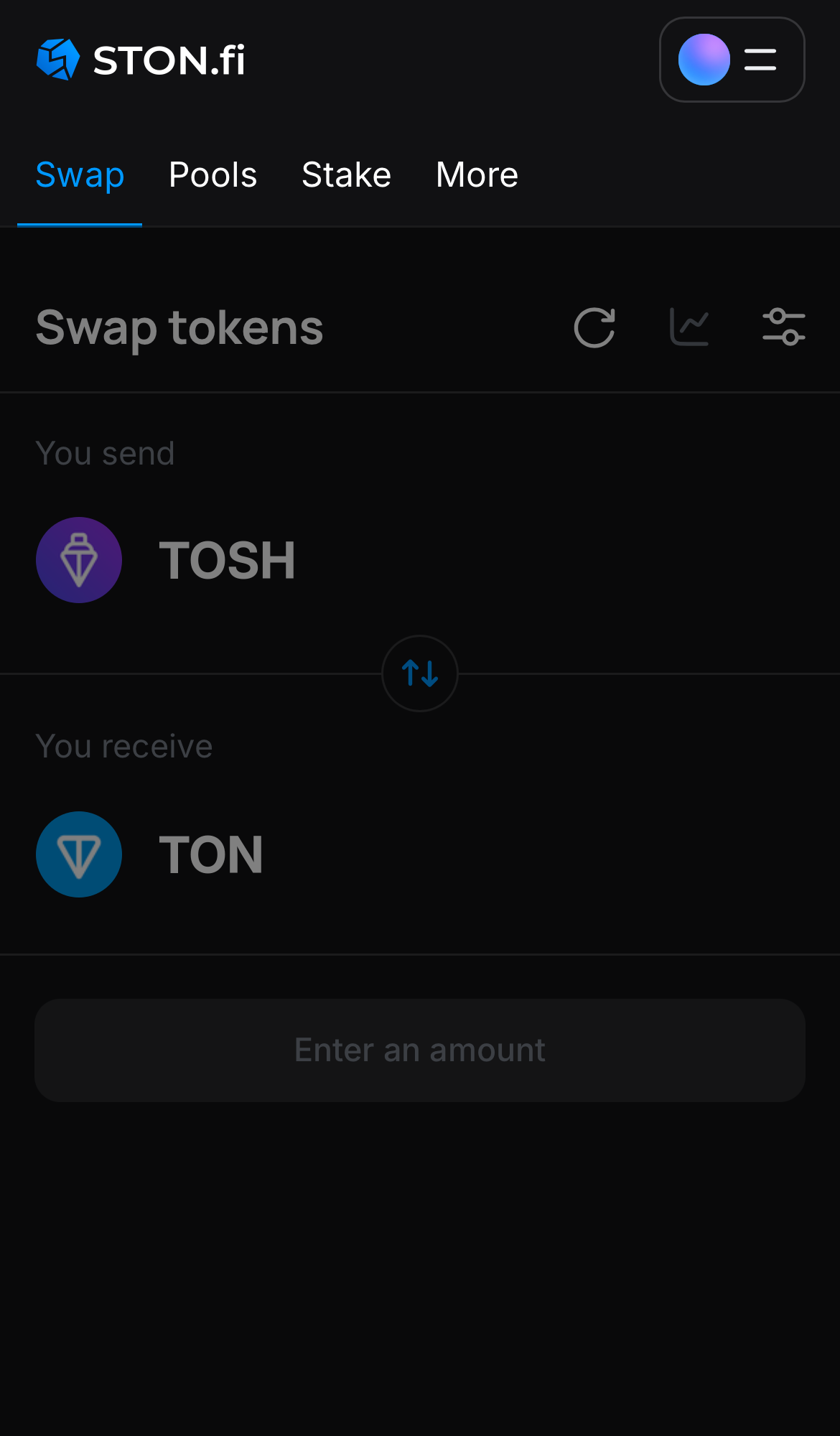 Buka aplikasi STON.fi dan buka tab ‘Swap‘.