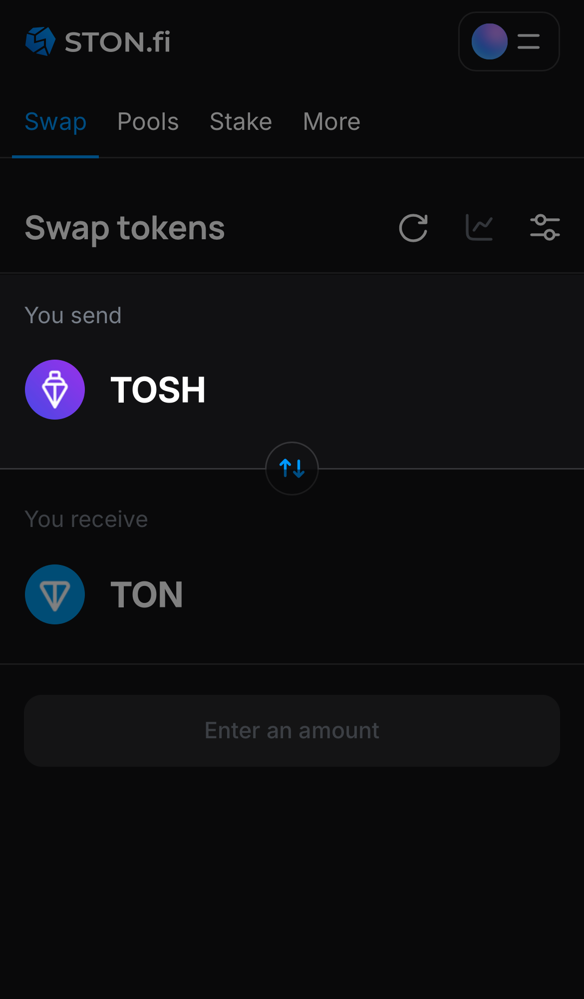 Pilih TOSH pada kotak ‘You send‘.