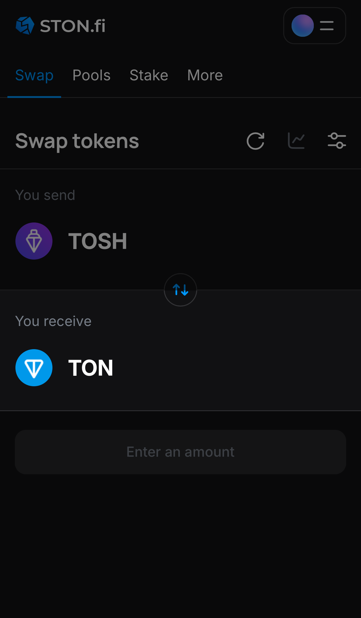 Pilih token pada kotak ‘You receive’ — misalnya, TON.