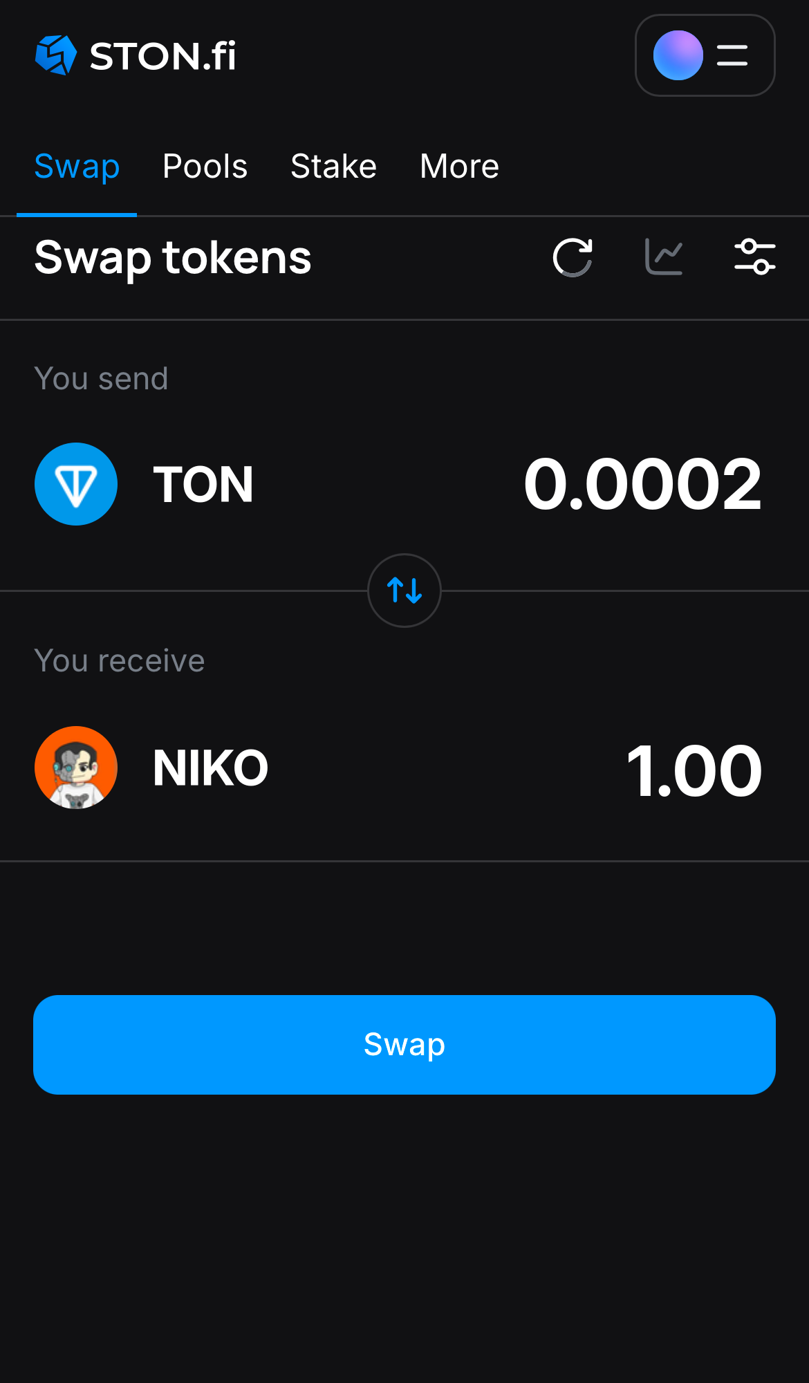 Input the quantity of tokens you‘re selling (or buying), and let the algorithm do all the calculations.