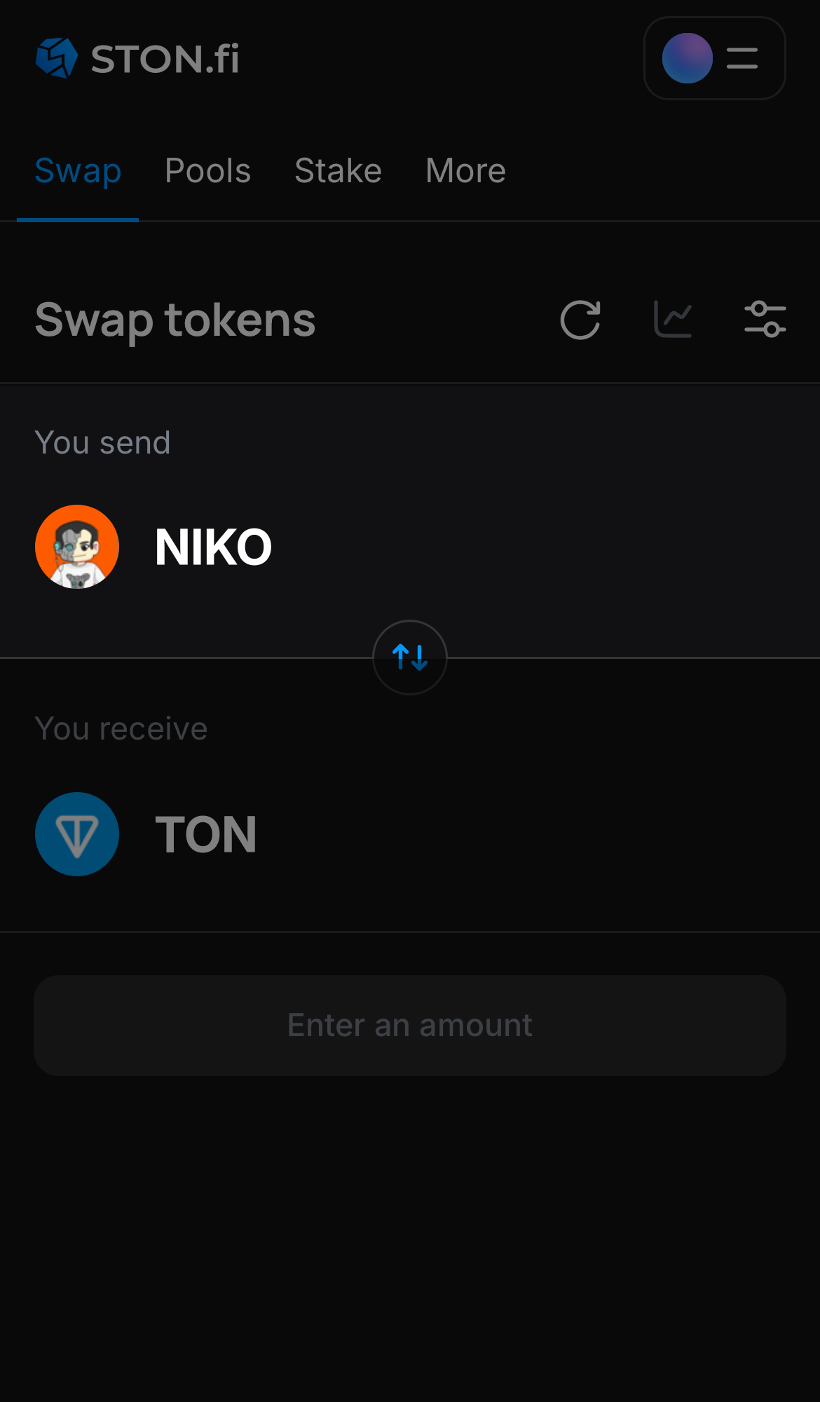 Choose NIKO in the ‘You send‘ box.