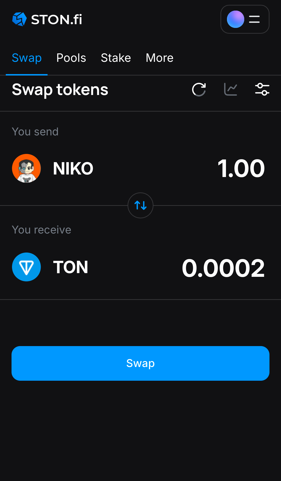 Input the quantity of tokens you‘re selling (or buying), and let the algorithm do all the calculations.
