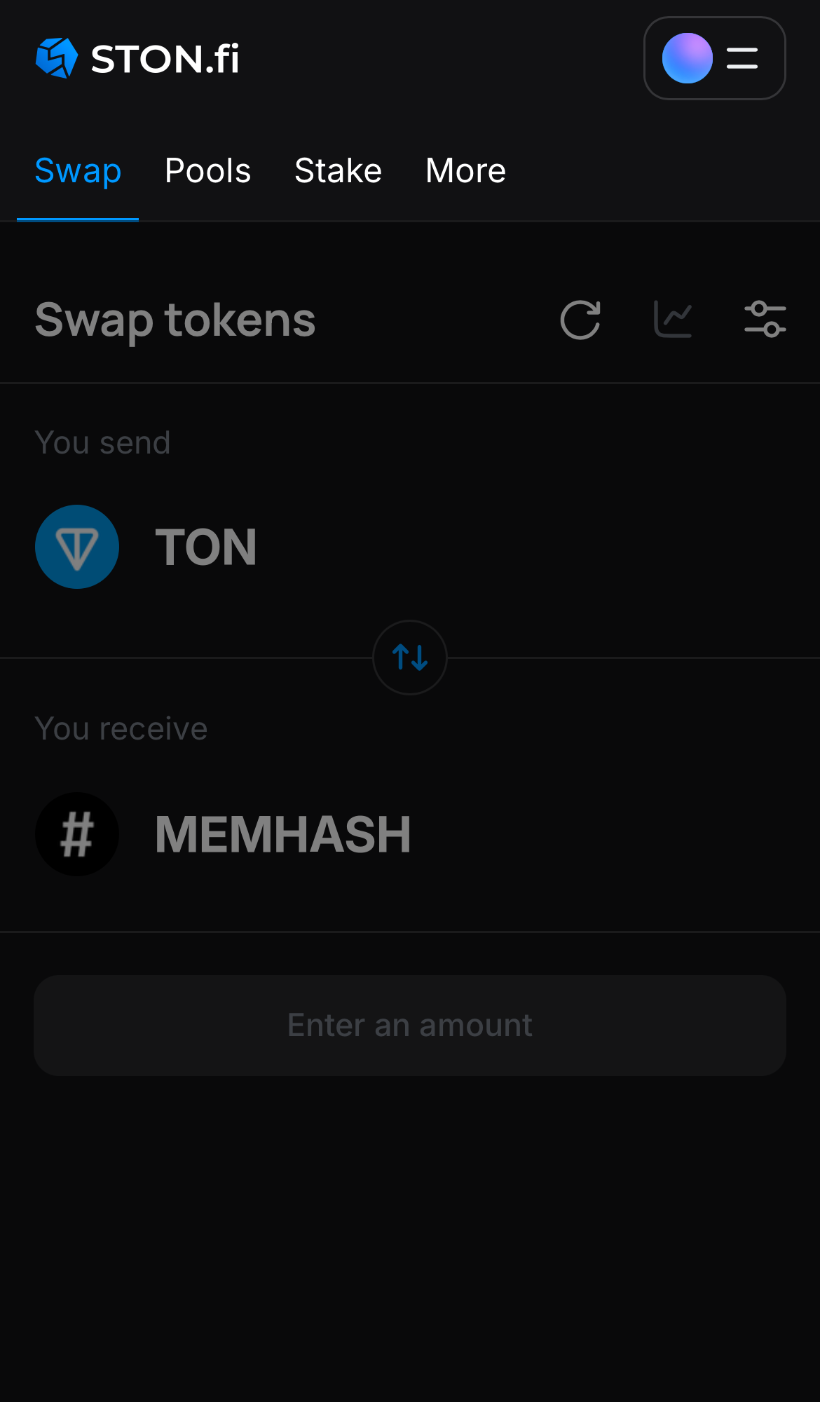 Buka aplikasi STON.fi dan buka tab ‘Swap‘.