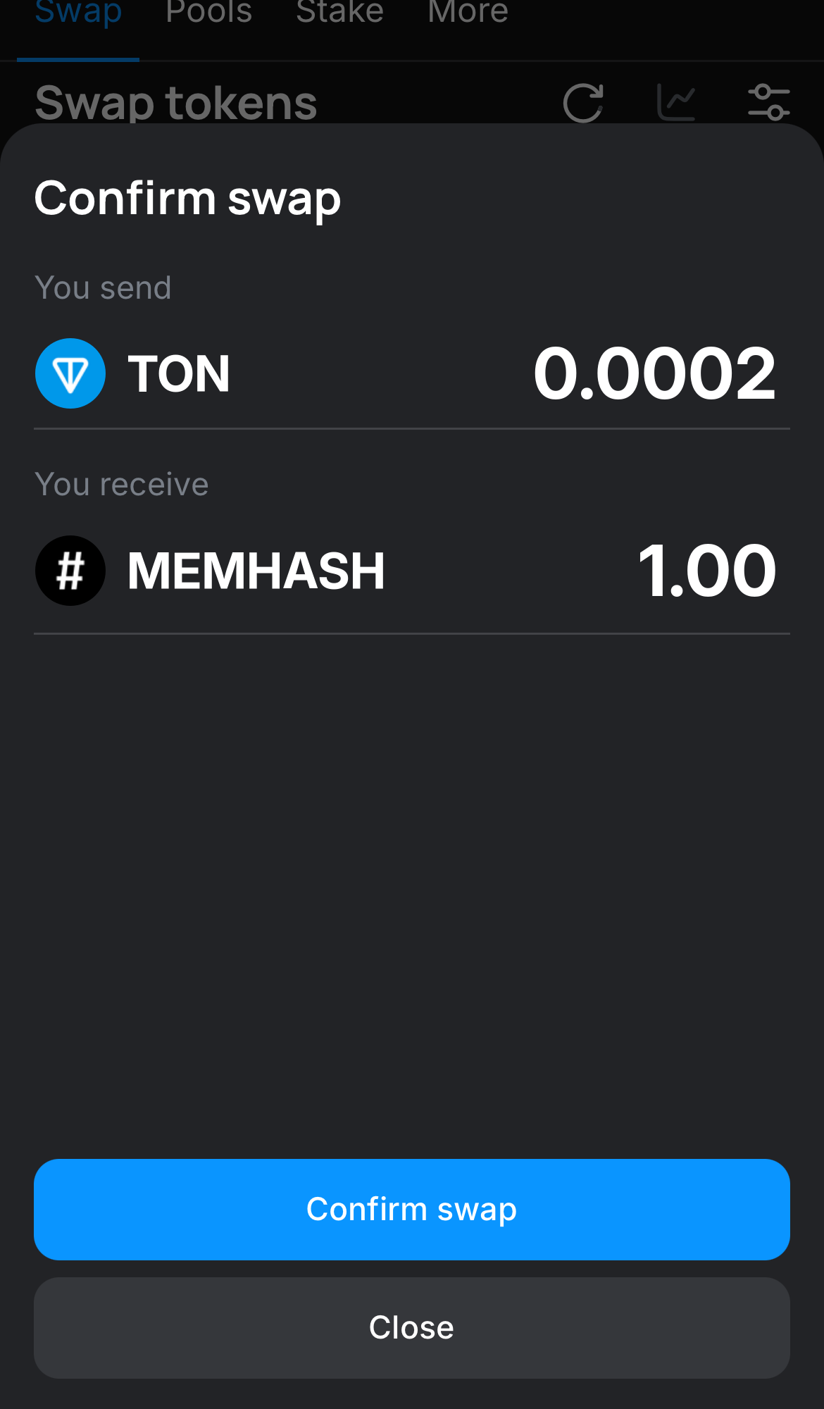 Klik ‘Swap‘, periksa kembali detailnya, dan konfirmasi transaksi dengan mengklik tombol ‘Confirm swap‘.