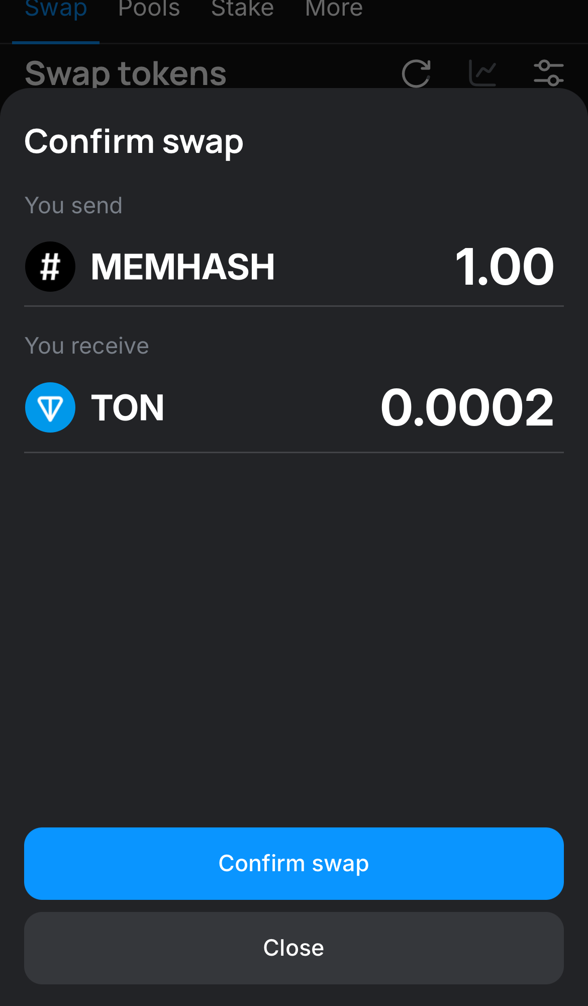 Klik ‘Swap‘, periksa kembali detailnya, dan konfirmasi transaksi dengan mengklik tombol ‘Confirm swap‘.