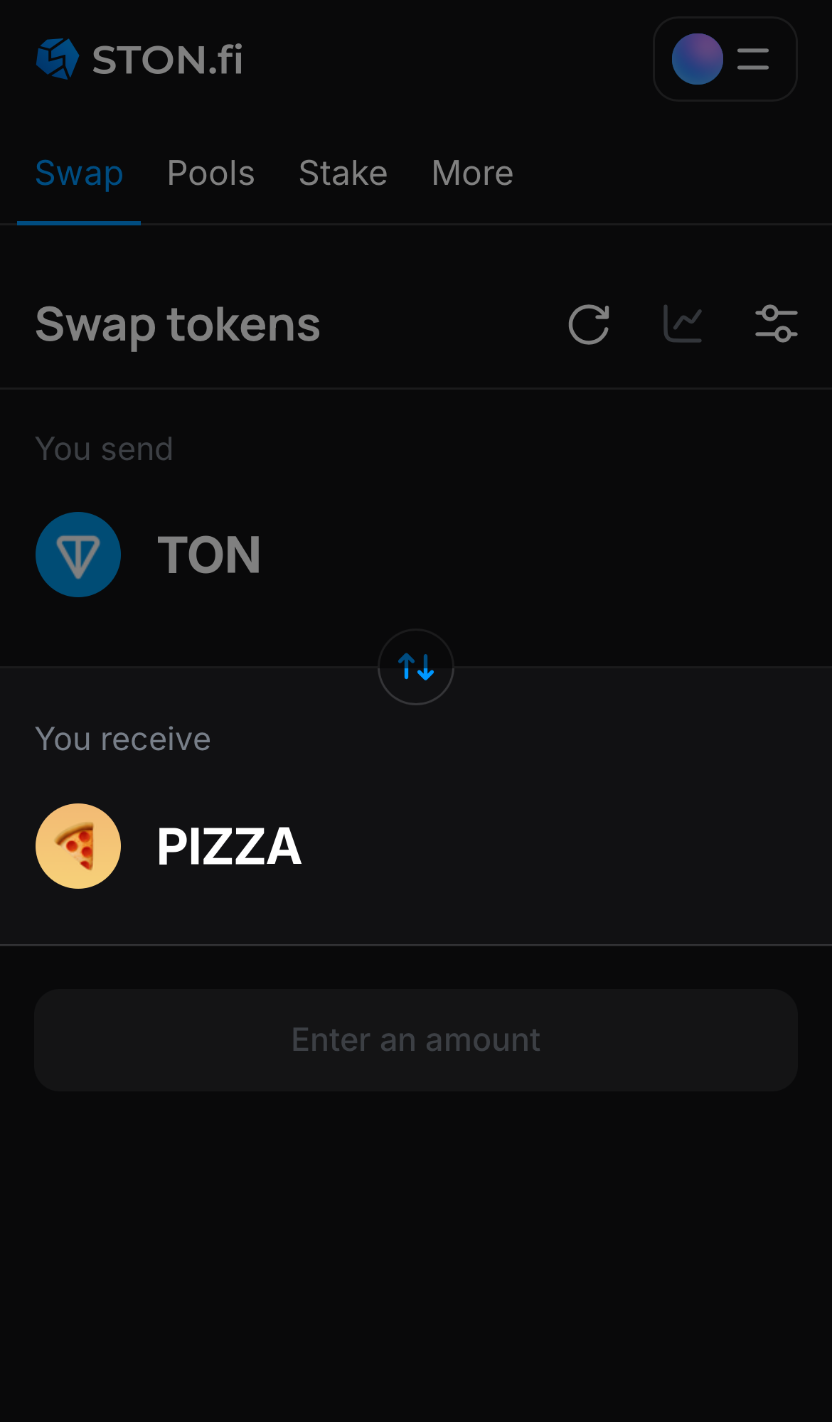 Selecione PIZZA na caixa ‘You receive‘.