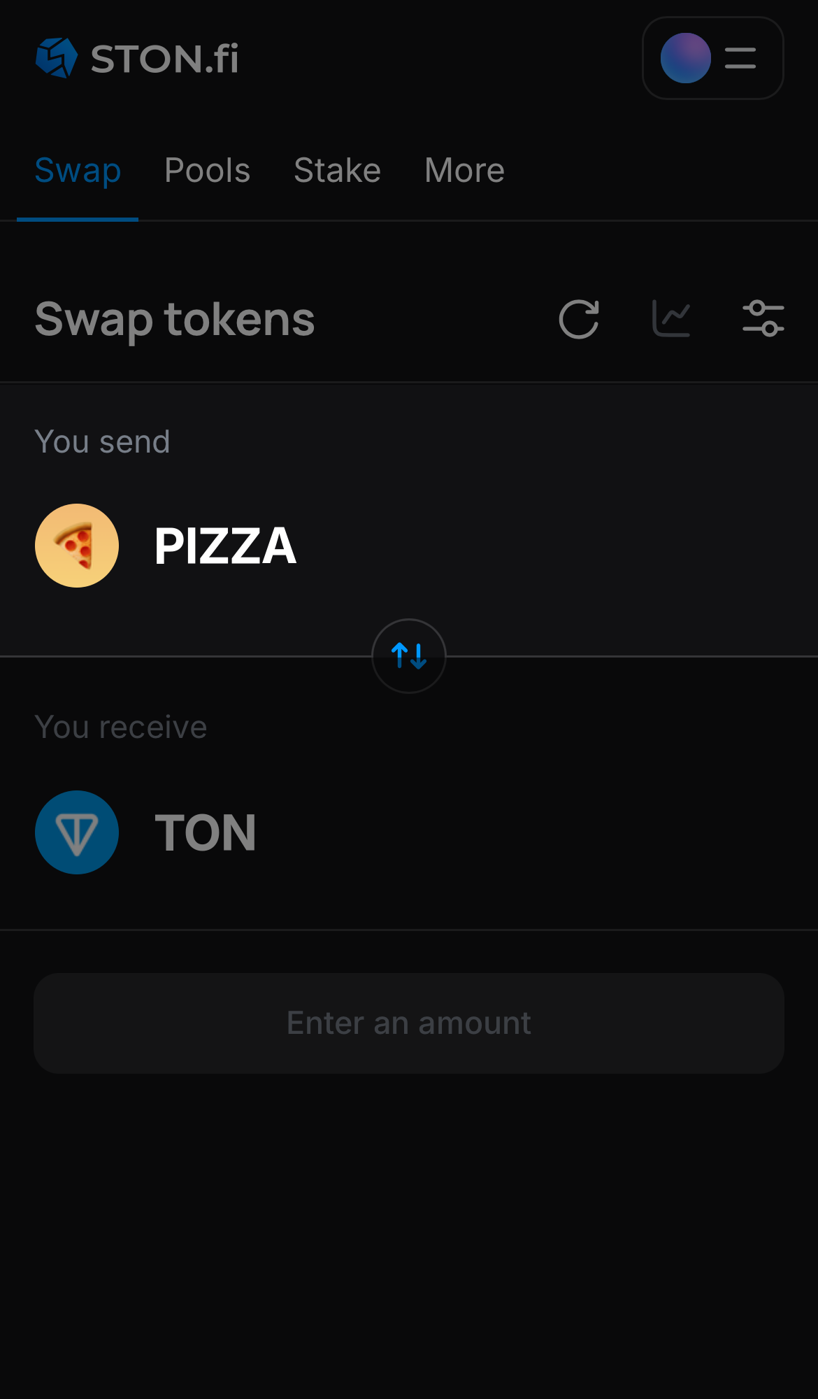 Selecione PIZZA na caixa ‘You send‘.