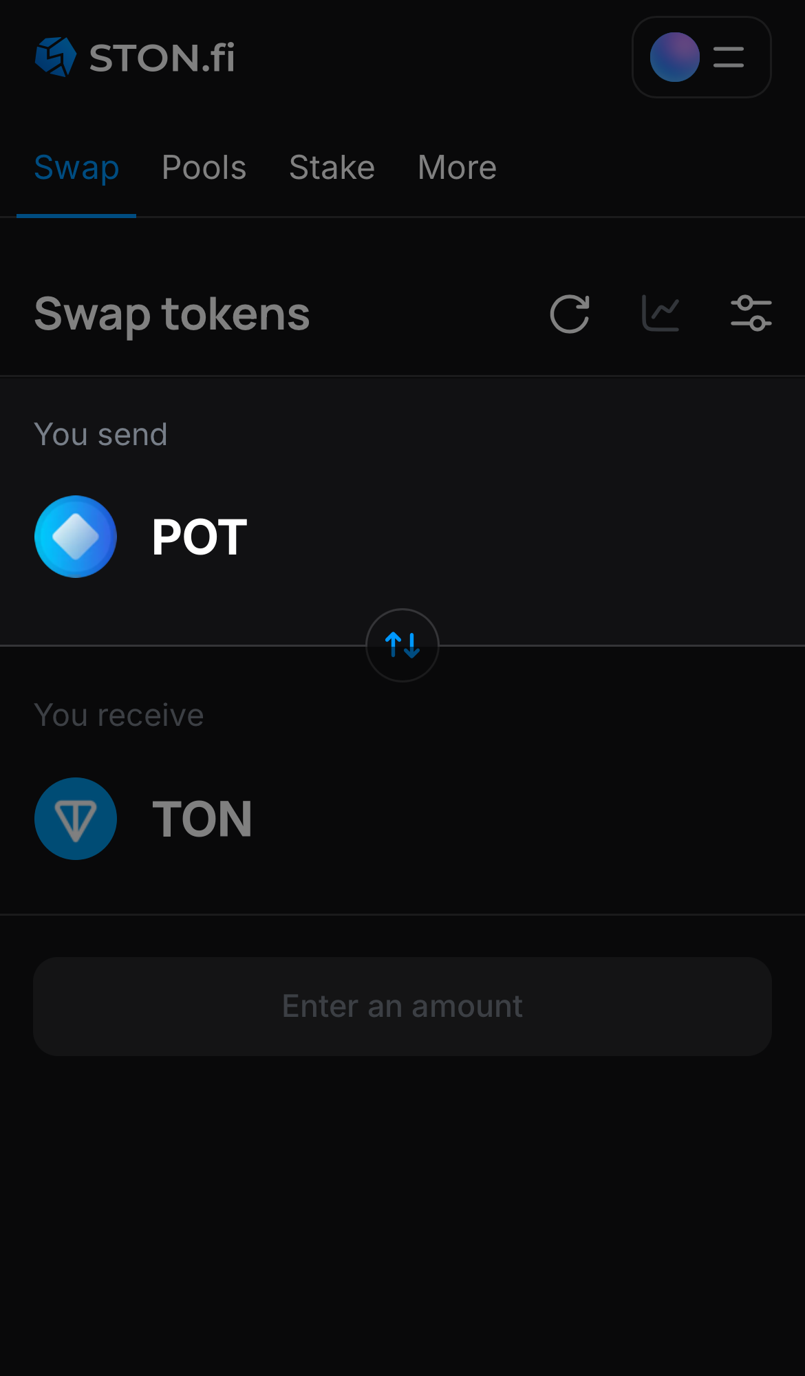 Choose POT in the ‘You send‘ box.
