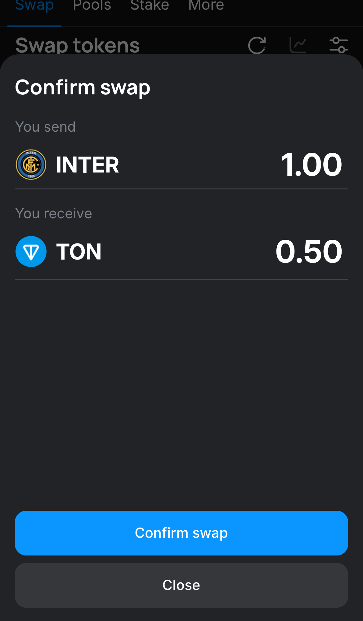 Klik ‘Swap‘, periksa kembali detailnya, dan konfirmasi transaksi dengan mengklik tombol ‘Confirm swap‘.