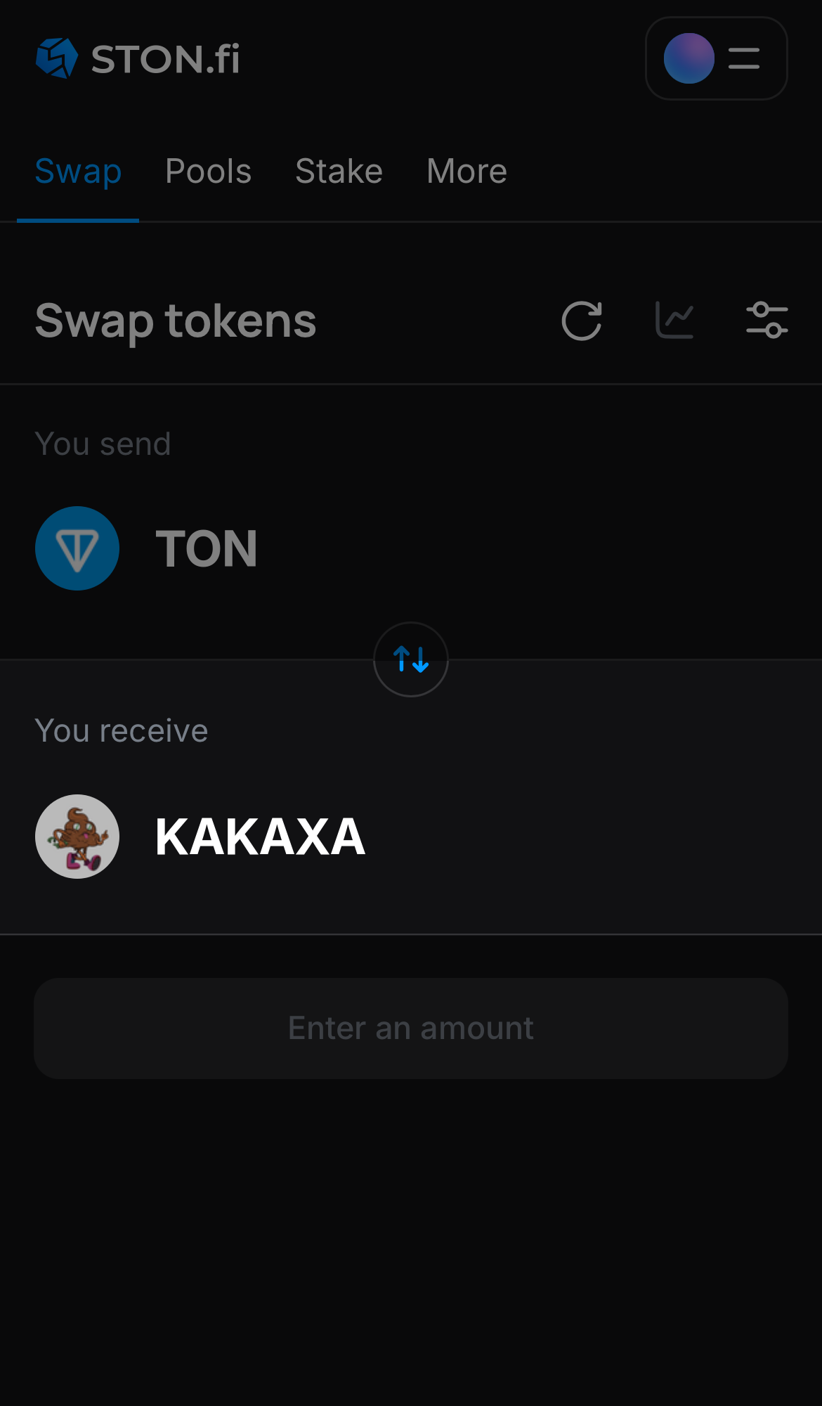 اختر KAKAXA في مربع "You receive".