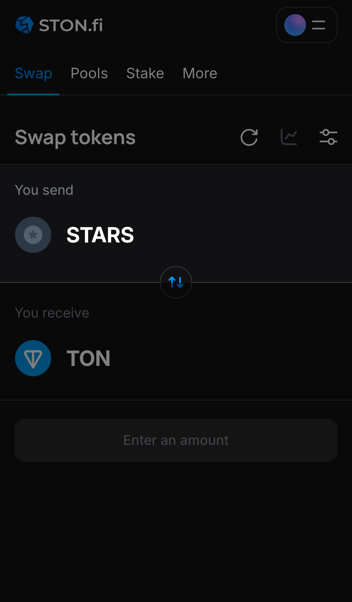 Selecione STARS na caixa ‘You send‘.