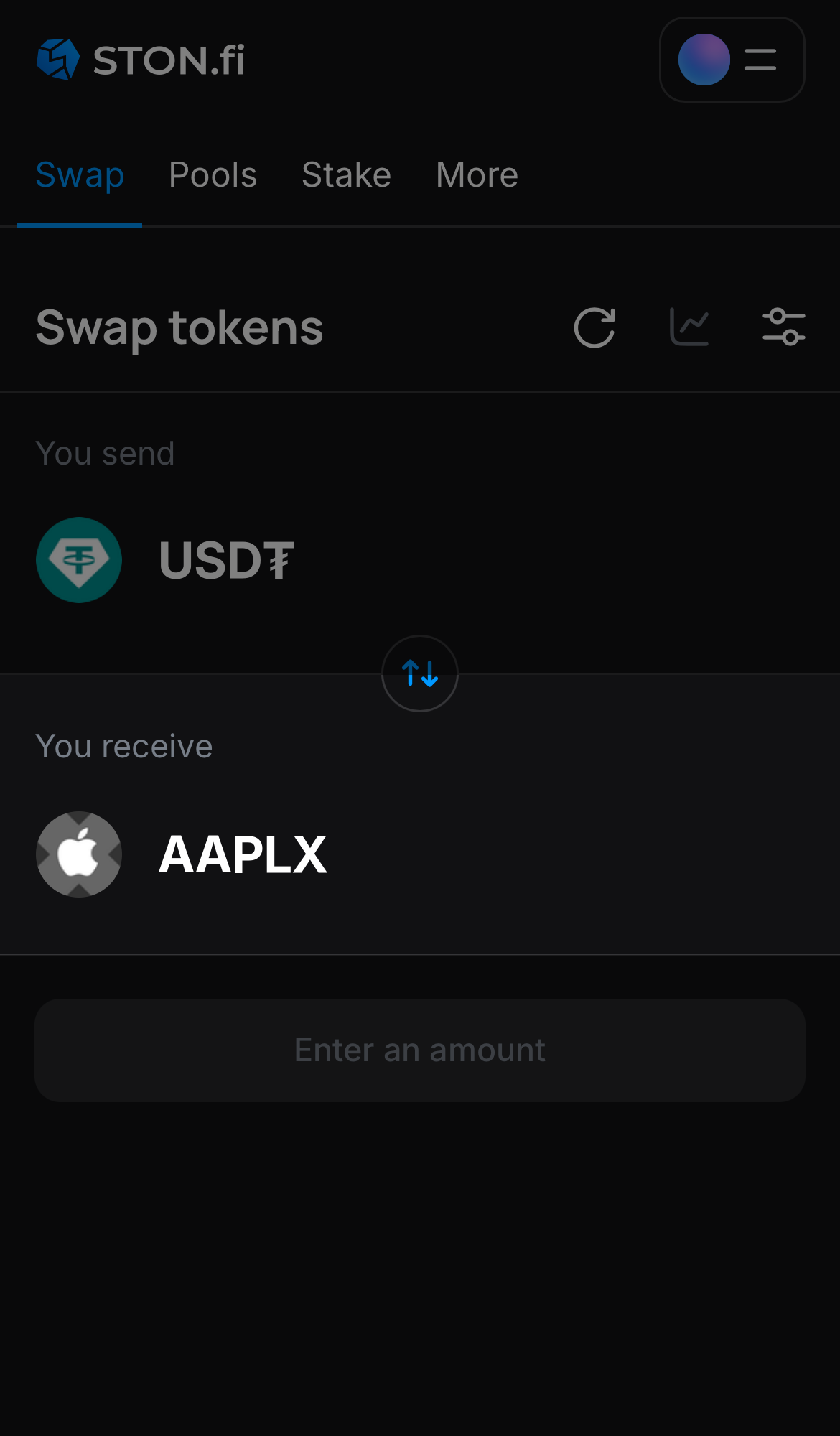 Выберите AAPLx в поле «You receive».