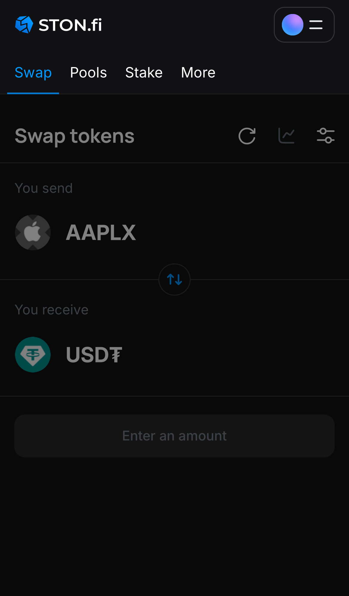 Откройте STON.fi и перейдите на вкладку «Swap».