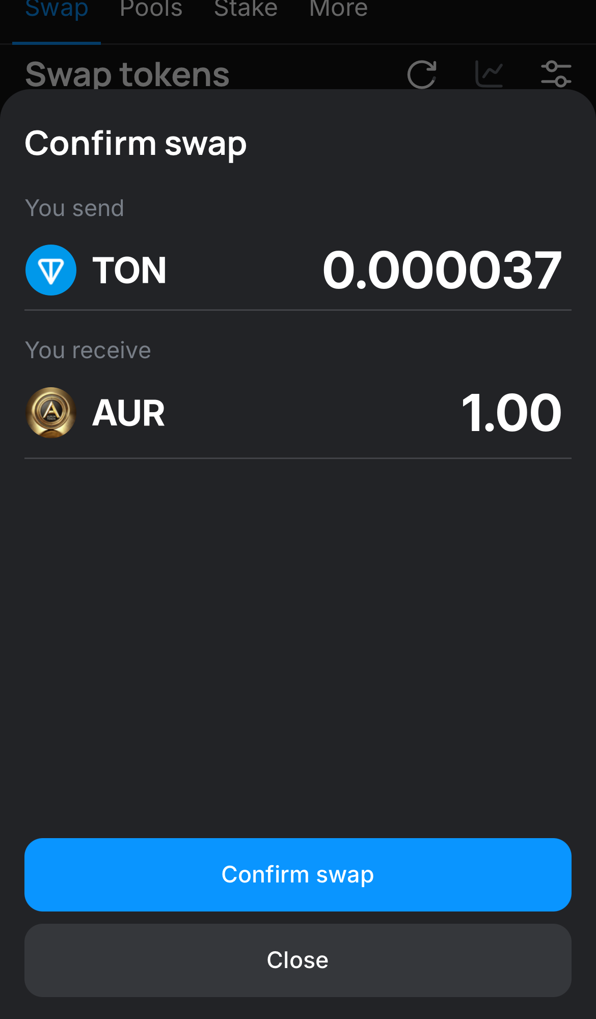 Klik ‘Swap‘, periksa kembali detailnya, dan konfirmasi transaksi dengan mengklik tombol ‘Confirm swap‘.