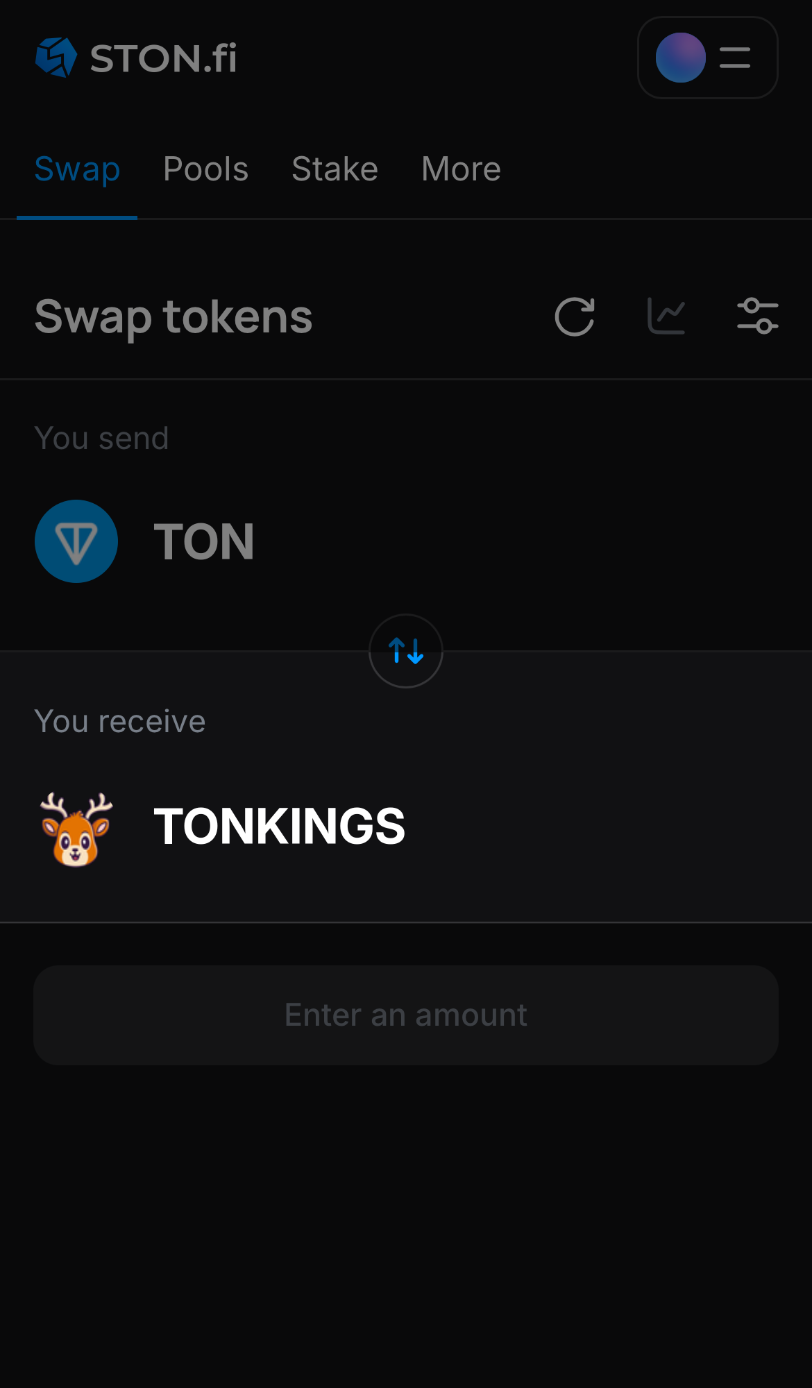 Selecione TONKINGS na caixa ‘You receive‘.