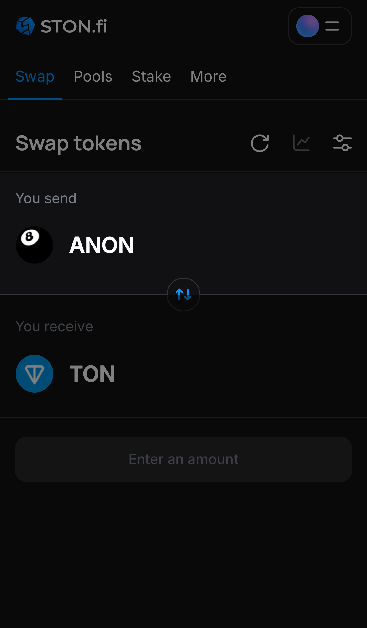 اختر ANON في مربع "You send".