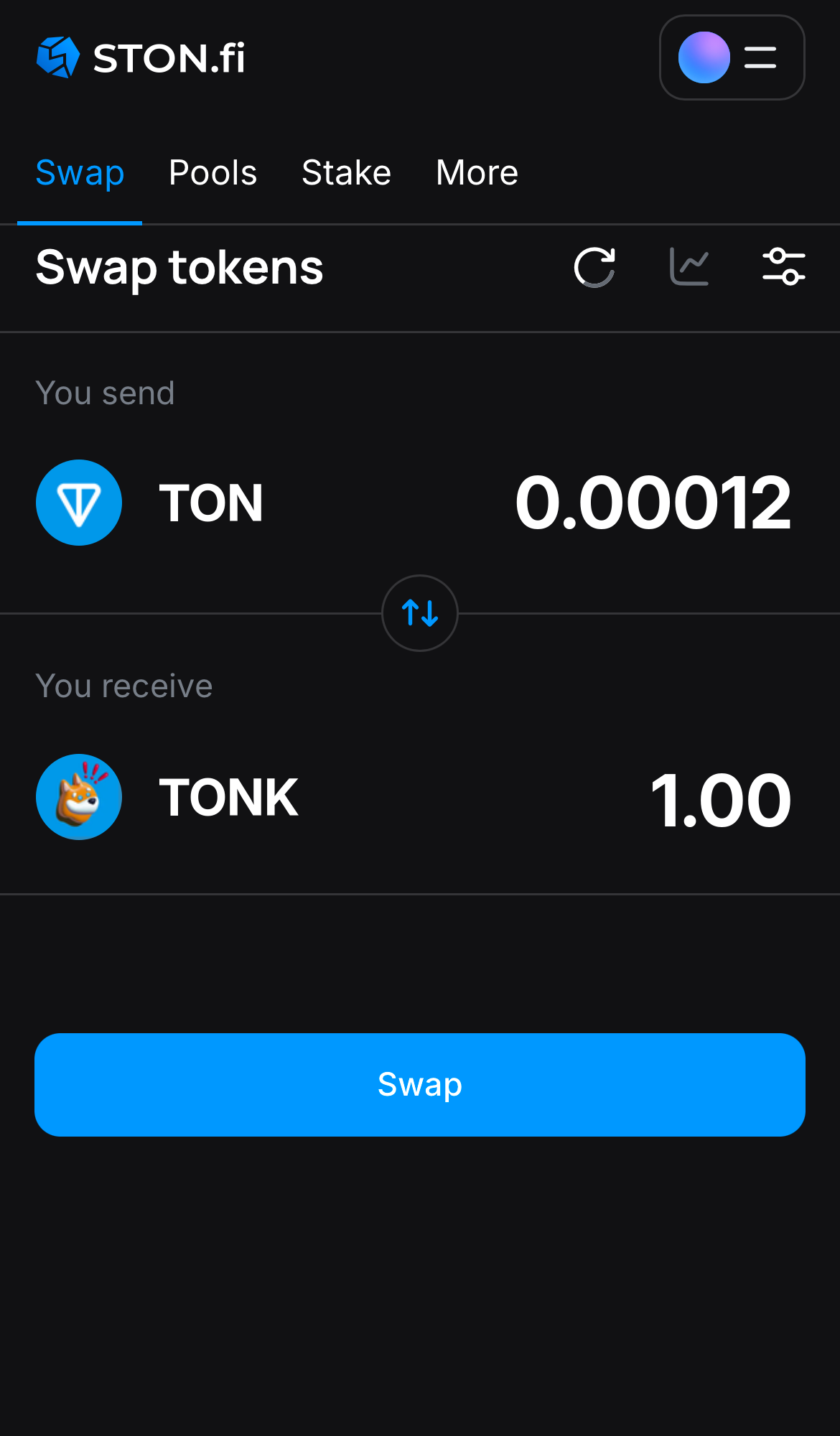 Input the quantity of tokens you‘re selling (or buying), and let the algorithm do all the calculations.