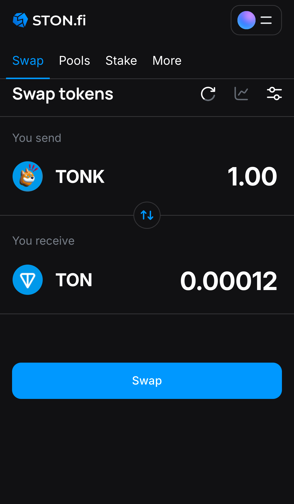 Input the quantity of tokens you‘re selling (or buying), and let the algorithm do all the calculations.