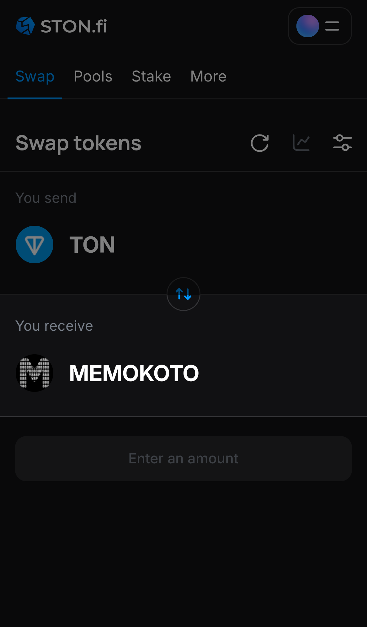 Selecione MEMOKOTO na caixa ‘You receive‘.