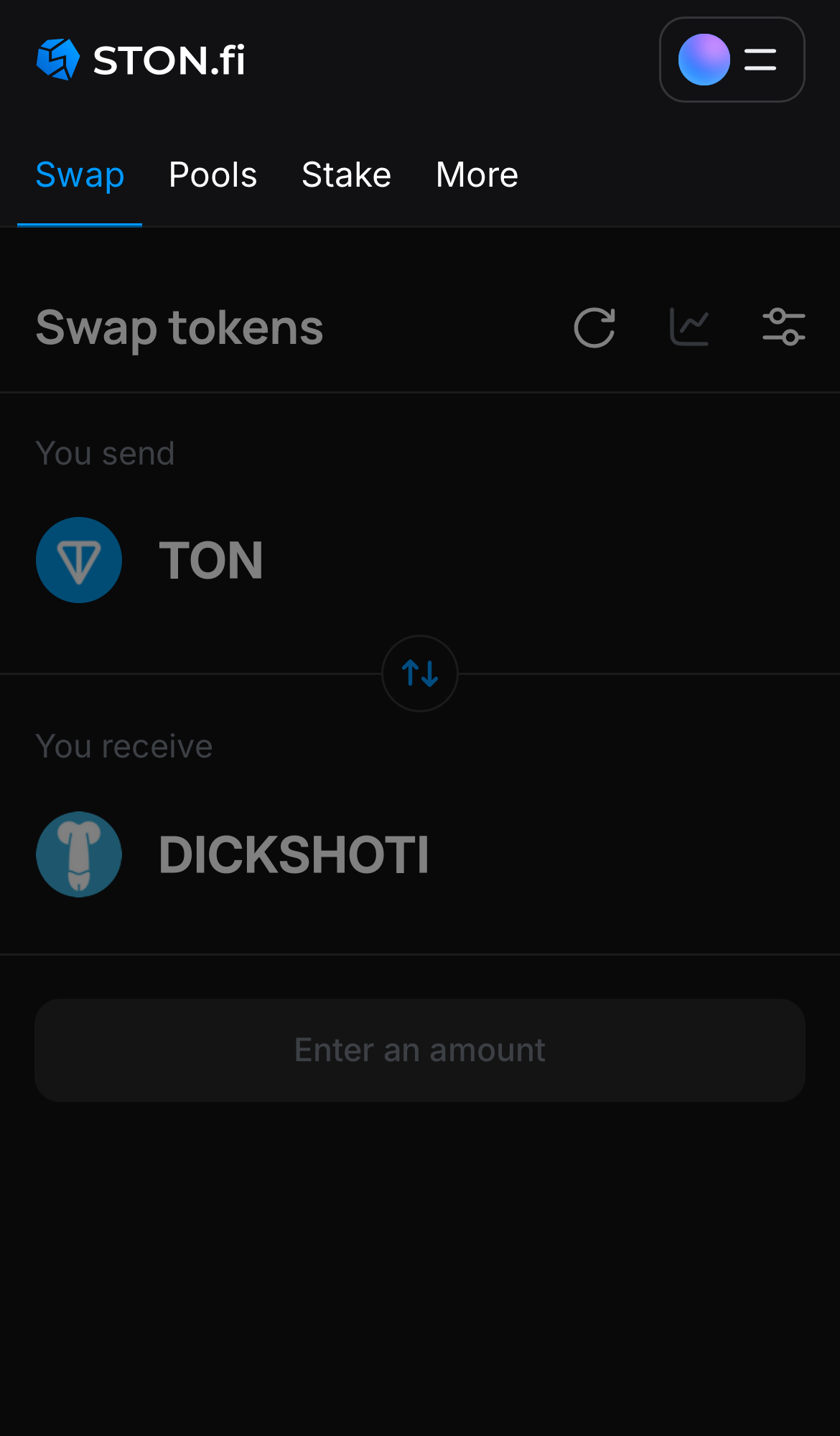 Buka aplikasi STON.fi dan buka tab ‘Swap‘.