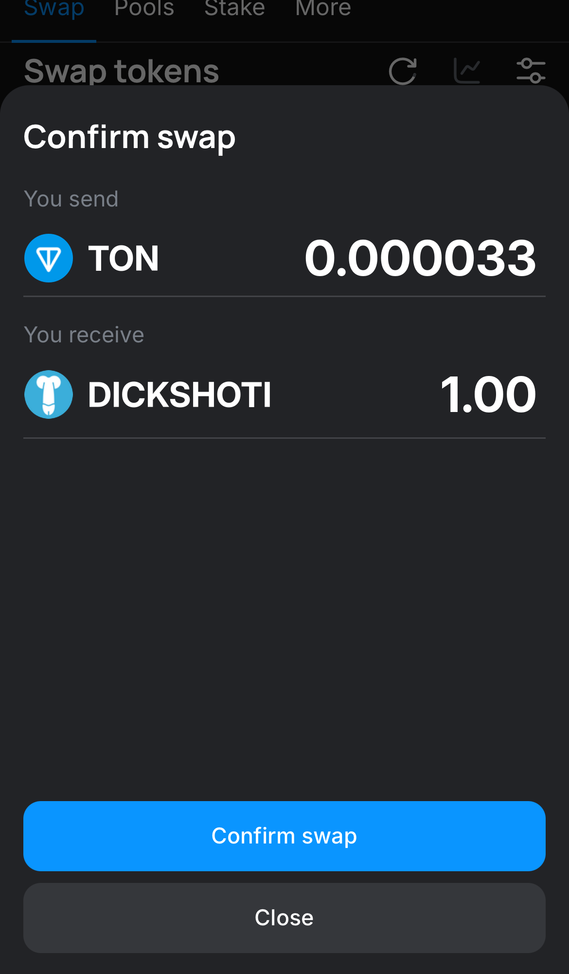 Klik ‘Swap‘, periksa kembali detailnya, dan konfirmasi transaksi dengan mengklik tombol ‘Confirm swap‘.
