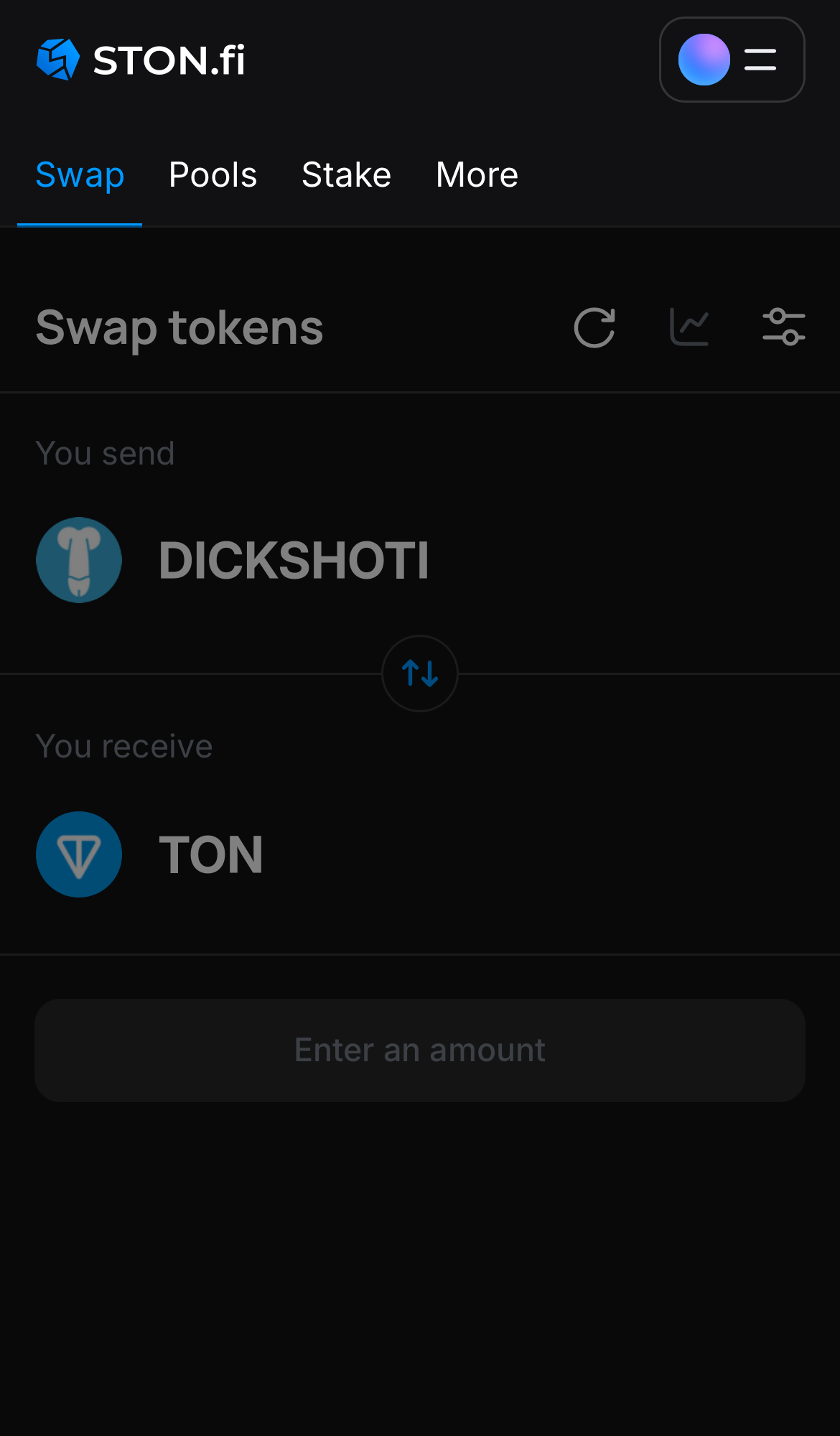 Buka aplikasi STON.fi dan buka tab ‘Swap‘.