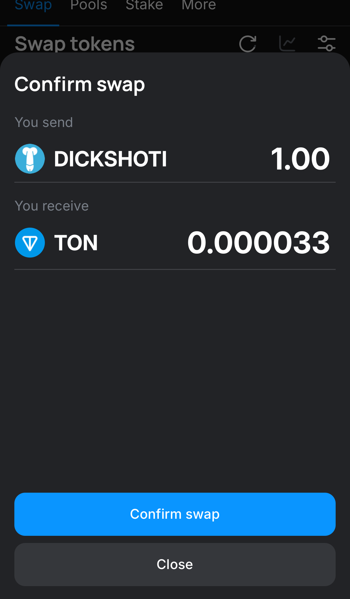 Klik ‘Swap‘, periksa kembali detailnya, dan konfirmasi transaksi dengan mengklik tombol ‘Confirm swap‘.