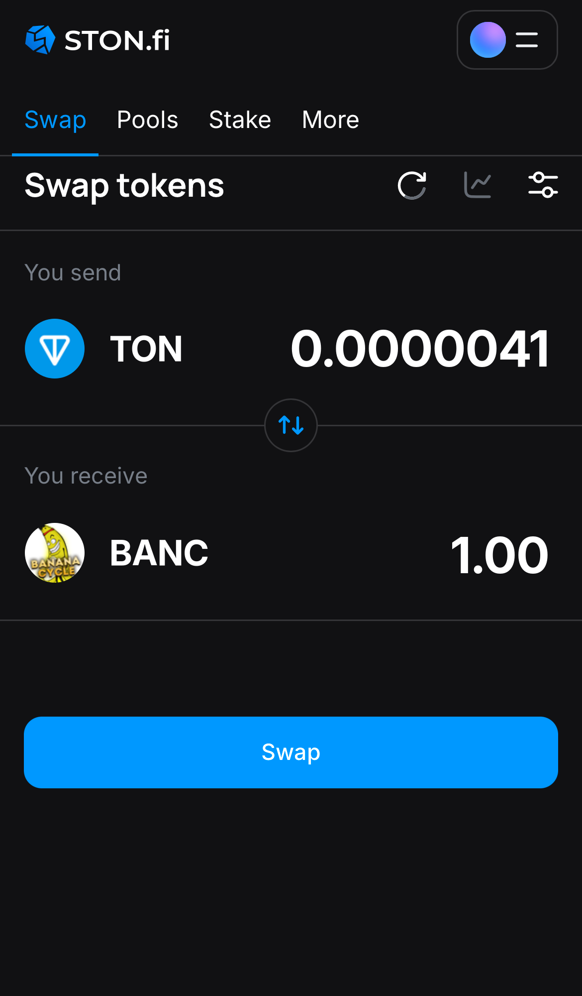Input the quantity of tokens you‘re selling (or buying), and let the algorithm do all the calculations.