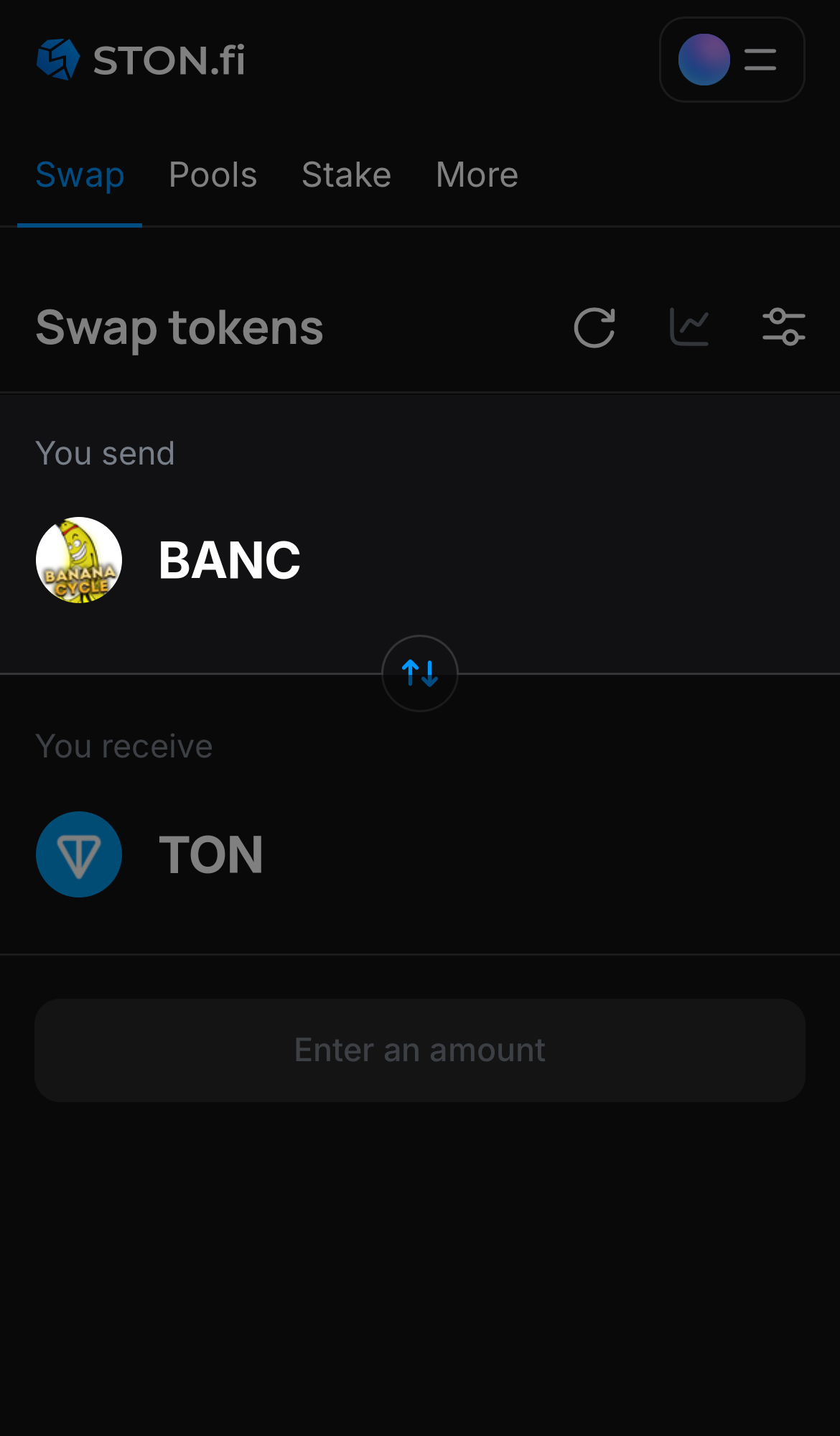 Choose BANC in the ‘You send‘ box.