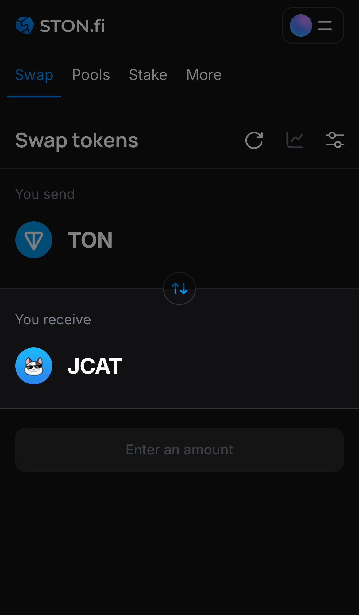 Selecione JCAT na caixa ‘You receive‘.