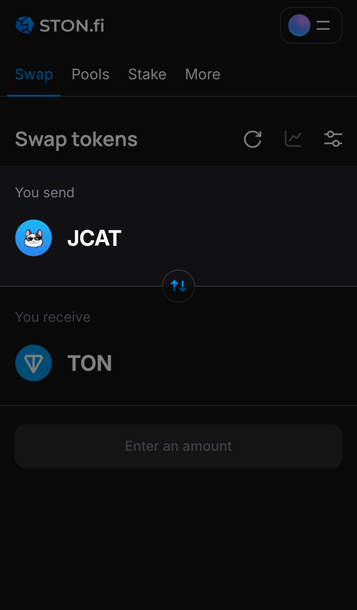 Selecione JCAT na caixa ‘You send‘.
